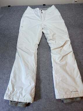 Columbia Women's Snow Ski Pants Small White Insulated Fleece Lined Bootcut